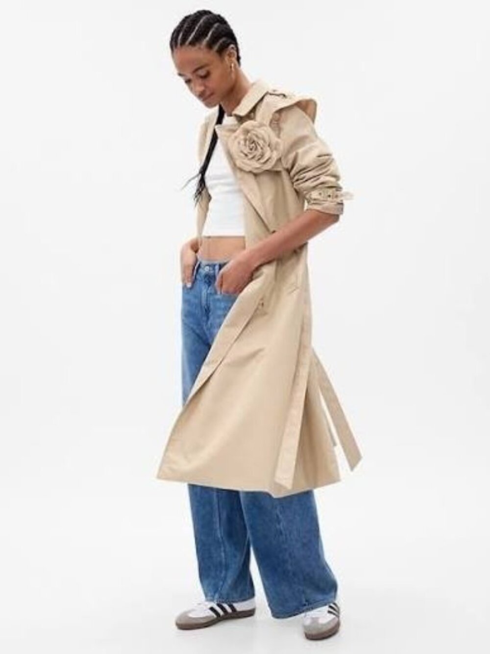 NWT Gap × LoveShackFancy Trench Coat in Wicker Tan Cotton Belted M
